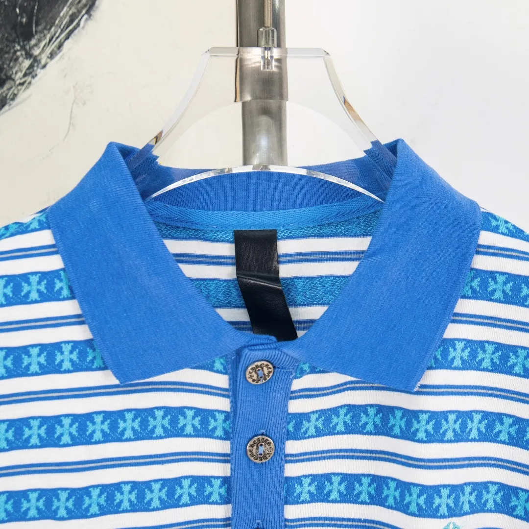 P250 zp version [exclusive supply] Chrome Hearts/Chrome Hearts SS25 new high-end cross jacquard knitted sea soul embroidered lapel Polo striped long sleeves 100% cotton cross jacquard knitted striped fabric ✝️ Customized old vintage brand hand-stitched buttons ✝️ Fully automatic positioning and tailoring Precise alignment of stripes ✝️ CH Chrome Hearts niche design cross jacquard striped long sleeves brings striped Polo to Next Levels Loose fit, same style for men and women Lazy and casual, street style, three-color hair, customized style. Color: blue, pink and black. Size: S M L XL. Number: WW10959.